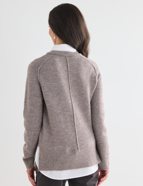 Ella J Two-In-One Knit Shirt, Mocha product photo View 02 L