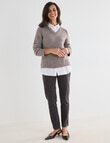 Ella J Two-In-One Knit Shirt, Mocha product photo View 03 S