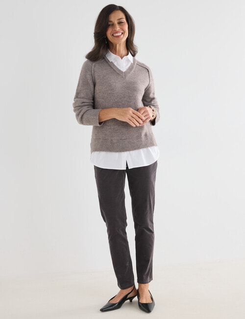 Ella J Two-In-One Knit Shirt, Mocha product photo View 03 L