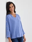 Ella J Soft Button Detail Top, Blue product photo
