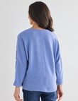 Ella J Soft Button Detail Top, Blue product photo View 02 S