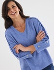 Ella J Soft Button Detail Top, Blue product photo View 05 S
