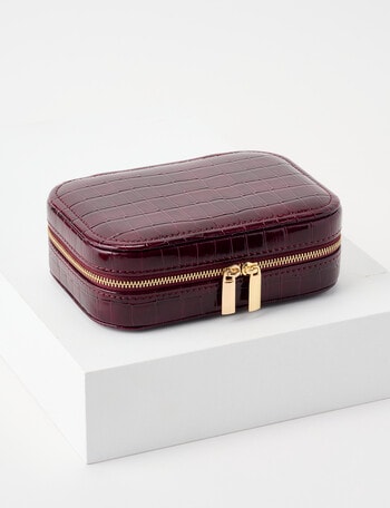 Boston + Bailey Large Faux Croc Jewellery Box, Cherry Lacquer product photo
