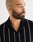 Gasoline Vertical Stripe Short Sleeve Knit Shirt, Black product photo View 04 S