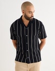 Gasoline Vertical Stripe Short Sleeve Knit Shirt, Black product photo