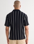 Gasoline Vertical Stripe Short Sleeve Knit Shirt, Black product photo View 02 S
