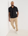 Gasoline Vertical Stripe Short Sleeve Knit Shirt, Black product photo View 03 S