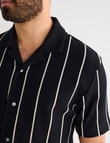 Gasoline Vertical Stripe Short Sleeve Knit Shirt, Black product photo View 05 S