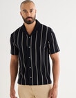 Gasoline Vertical Stripe Short Sleeve Knit Shirt, Black product photo View 06 S