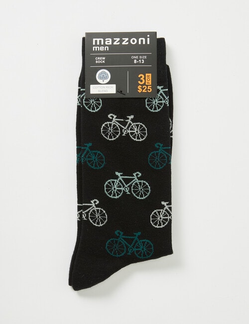 Mazzoni Bicycle Cotton-Blend Crew Sock, Black product photo View 02 L