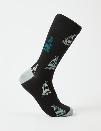 Mazzoni Yacht Cotton-Blend Crew Sock, Black product photo