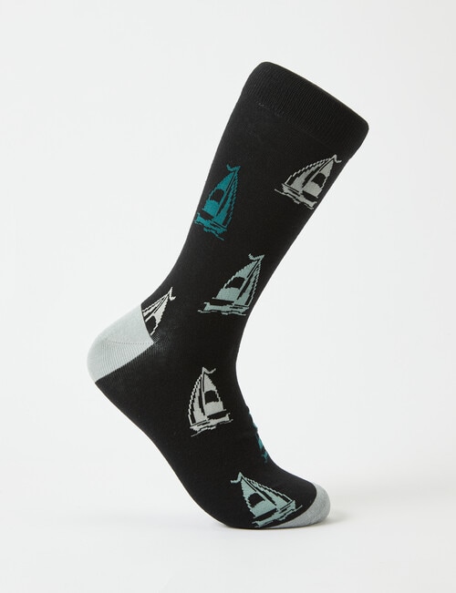 Mazzoni Yacht Cotton-Blend Crew Sock, Black product photo
