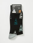 Mazzoni Yacht Cotton-Blend Crew Sock, Black product photo View 02 S