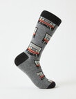 Mazzoni Cassette Tape Cotton-Blend Crew Sock, Grey Marle product photo