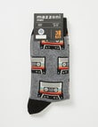 Mazzoni Cassette Tape Cotton-Blend Crew Sock, Grey Marle product photo View 02 S
