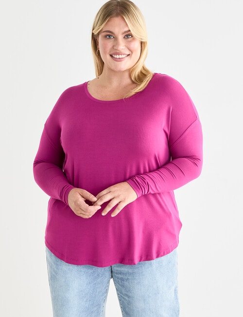 Bodycode Curve Long Sleeve Boxy Tee, Magenta product photo