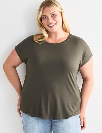 Bodycode Curve Short Sleeve Boxy Tee, Olive product photo
