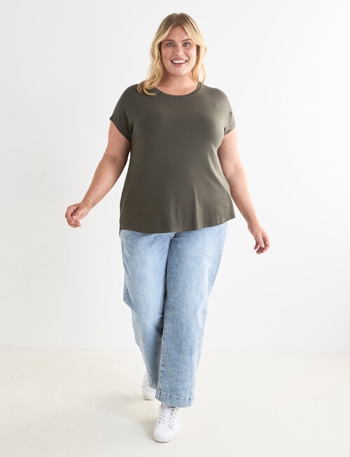 Bodycode Curve Short Sleeve Boxy Tee, Olive product photo View 03 L