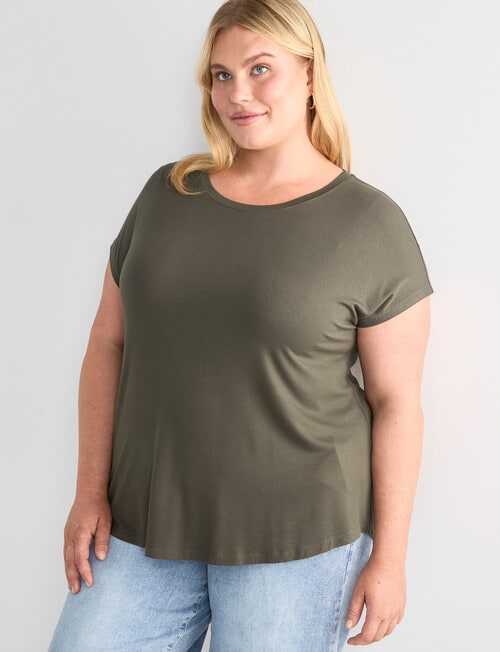 Bodycode Curve Short Sleeve Boxy Tee, Olive product photo View 05 L