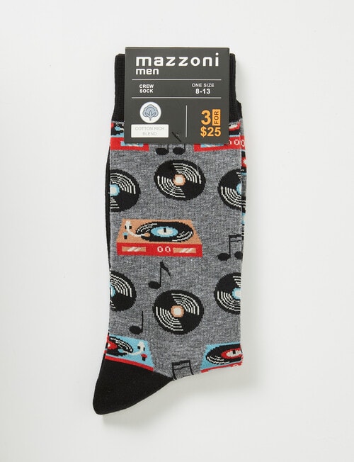 Mazzoni Record Cotton-Blend Crew Sock, Grey Marle product photo View 02 L