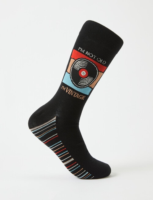 Mazzoni I'm Not Old I'm Vintage Cotton-Blend Crew Sock, Black product photo