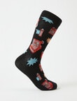 Mazzoni Vintage Cameras Cotton-Blend Crew Sock, Black product photo