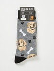 Mazzoni Labrador Paws & Bones Cotton-Blend Crew Sock, Grey Marle product photo View 02 S