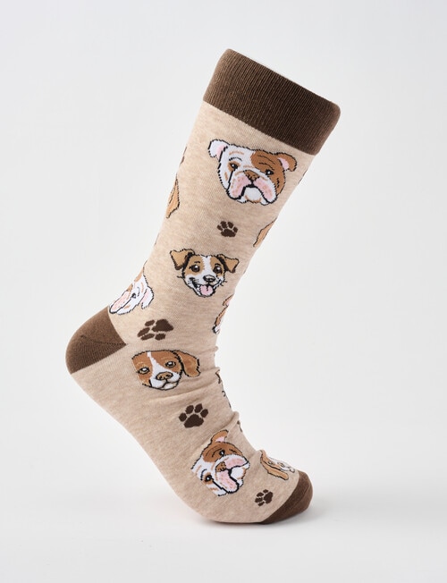 Mazzoni Dog & Paw Print Cotton-Blend Crew Sock, Beige product photo