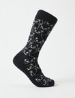 Mazzoni Cat Outline Cotton-Blend Crew Sock, Black product photo