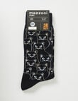 Mazzoni Cat Outline Cotton-Blend Crew Sock, Black product photo View 02 S