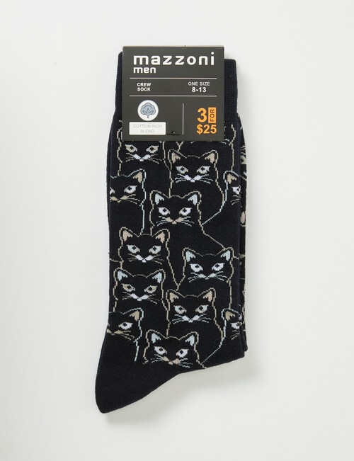 Mazzoni Cat Outline Cotton-Blend Crew Sock, Black product photo View 02 L