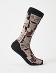 Mazzoni Cat Check Cotton-Blend Crew Sock, Black & Beige product photo