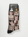 Mazzoni Cat Check Cotton-Blend Crew Sock, Black & Beige product photo View 02 S