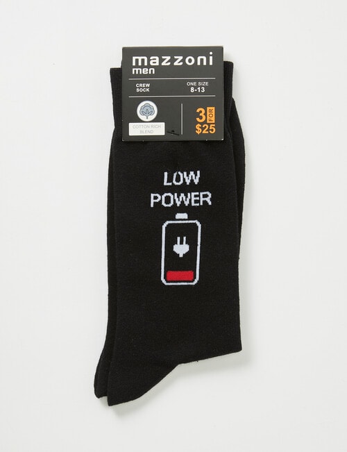 Mazzoni Low Power Cotton-Blend Crew Sock, Black product photo View 02 L