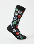Mazzoni Phone Icons Cotton-Blend Crew Sock, Black product photo