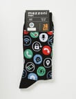 Mazzoni Phone Icons Cotton-Blend Crew Sock, Black product photo View 02 S