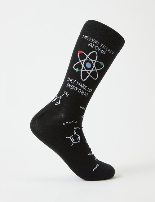 Mazzoni Never Trust Atoms Cotton-Blend Crew Sock, Black product photo