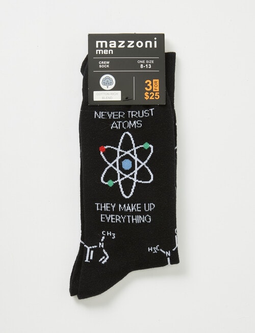 Mazzoni Never Trust Atoms Cotton-Blend Crew Sock, Black product photo View 02 L