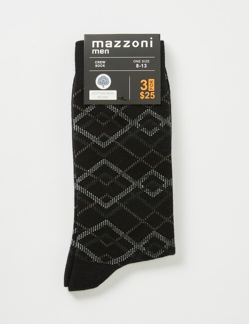 Mazzoni Zig Zag Stripe Cotton-Blend Sock, Black product photo View 02 L