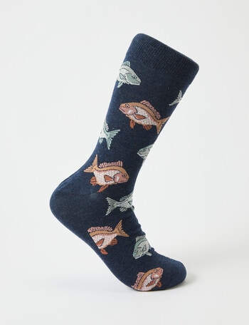 Mazzoni Snapper Cotton-Blend Crew Dress Sock, Navy Marle product photo