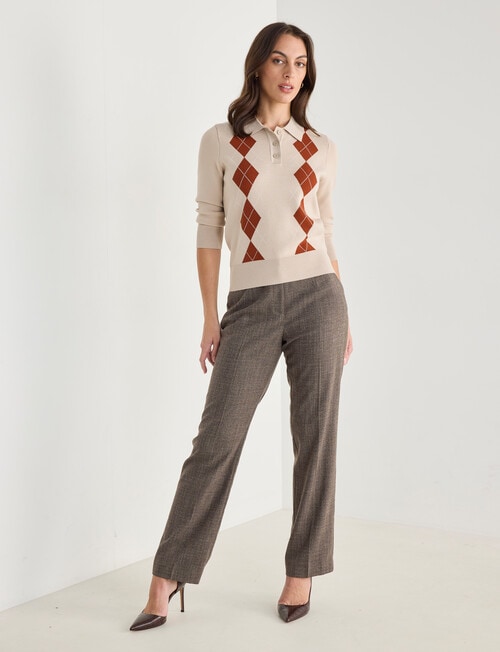 Oliver Black Knit Argyle Polo Shirt, Taupe product photo View 03 L