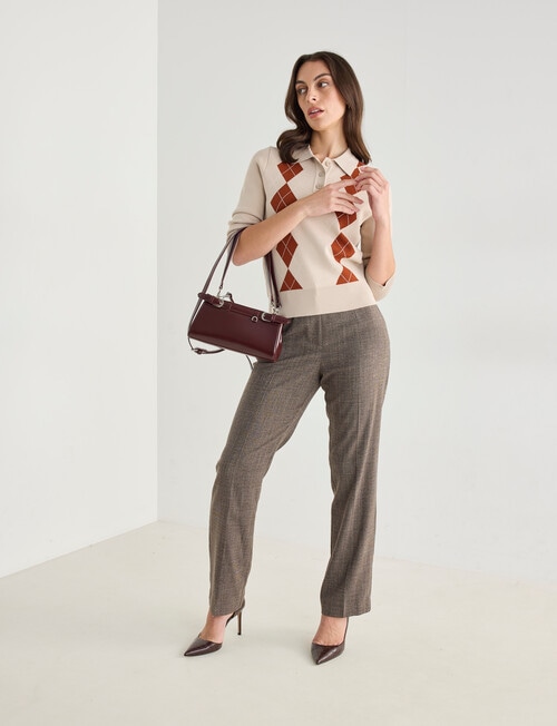 Oliver Black Knit Argyle Polo Shirt, Taupe product photo View 05 L