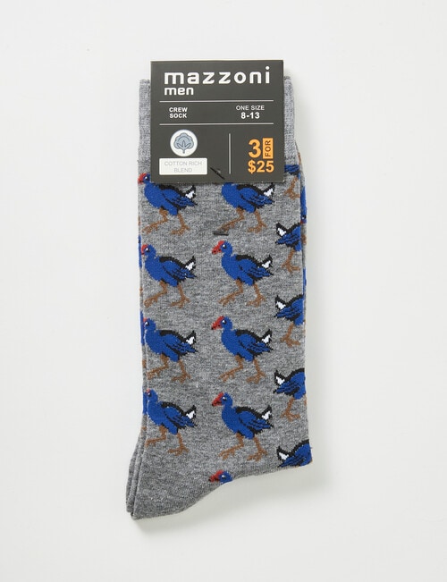 Mazzoni Pukeko Cotton-Blend Crew Dress Sock, Grey Marle product photo View 02 L