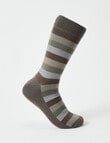 Mazzoni Coffee Stripe Viscose Rayon from Bamboo Crew Sock, Brown product photo
