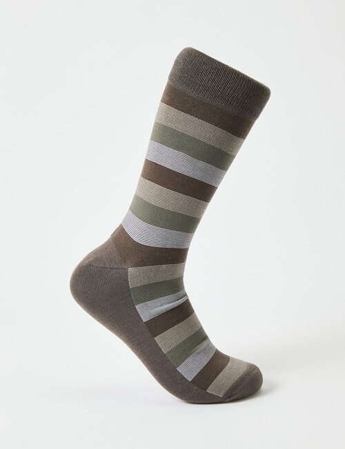 Mazzoni Coffee Stripe Viscose Rayon from Bamboo Crew Sock, Brown product photo