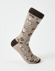 Mazzoni Coffee Character Viscose Rayon from Bamboo Crew Sock, Beige product photo