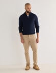 Gasoline Quarter Zip Cable Knitwear, Navy product photo View 03 S