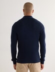Gasoline Quarter Zip Cable Knitwear, Navy product photo View 02 S