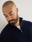 Gasoline Quarter Zip Cable Knitwear, Navy product photo View 04 S