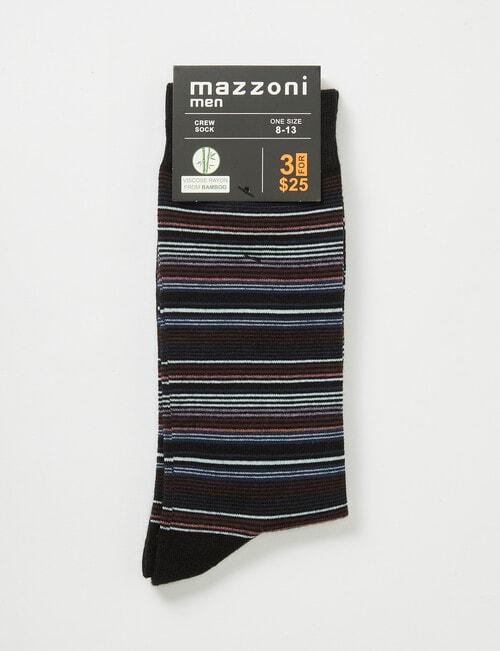 Mazzoni Stripe Viscose Rayon from Bamboo Crew Sock, Plum product photo View 02 L